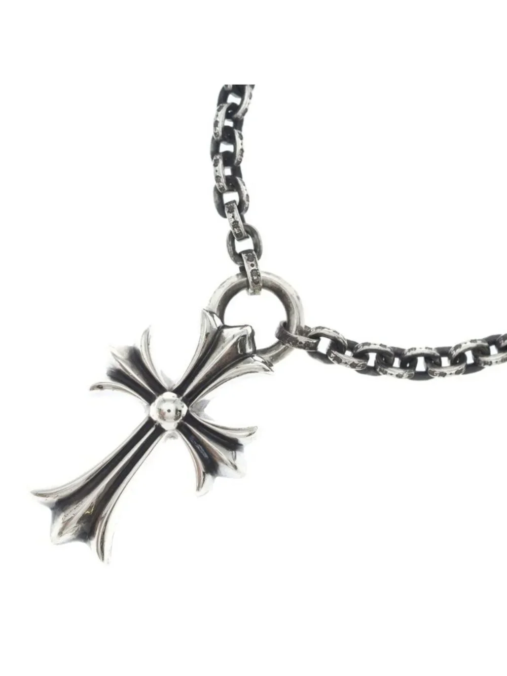 Chrome Hearts Ppr Chn Sml CH Crs Paper Chain Small CH Cross Silver Necklace